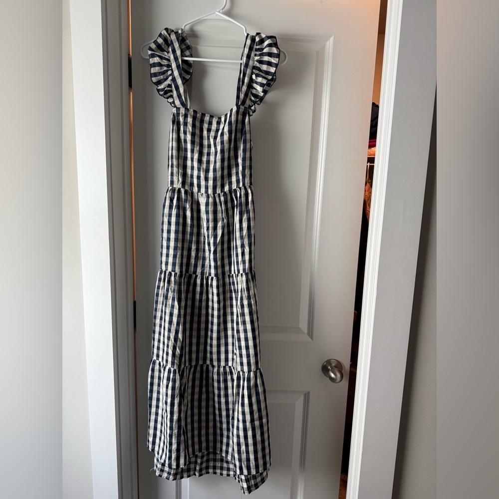 Shein Gingham Dress in Navy and White, size L (NWOT!) ✨